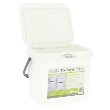 INCASA Poubelle à suspendre 7 litres blanche