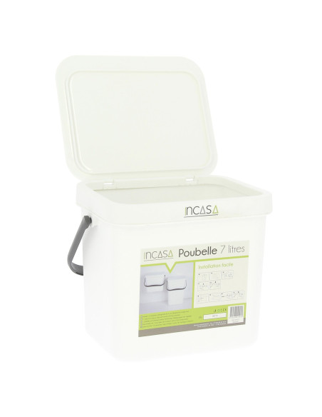 INCASA Poubelle à suspendre 7 litres blanche