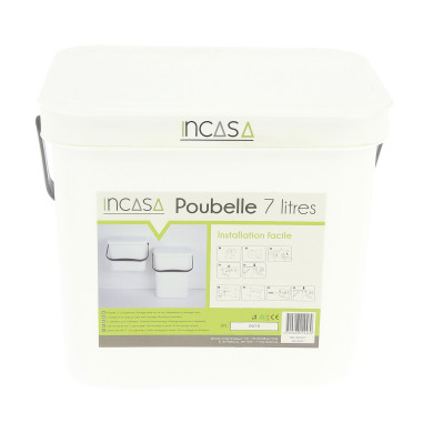 INCASA Poubelle à suspendre 7 litres blanche