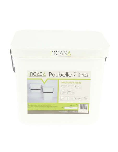 INCASA Poubelle à suspendre 7 litres blanche
