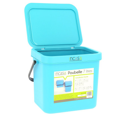 INCASA Poubelle à suspendre 7 litres bleue