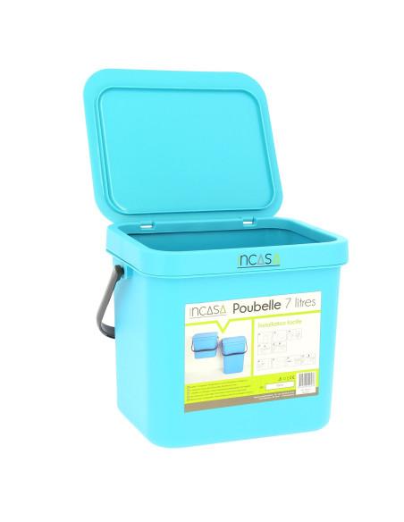 INCASA Poubelle à suspendre 7 litres bleue