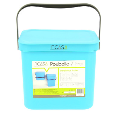 INCASA Poubelle à suspendre 7 litres bleue