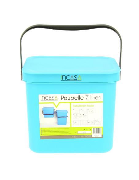 INCASA Poubelle à suspendre 7 litres bleue