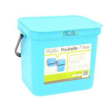 INCASA Poubelle à suspendre 7 litres bleue