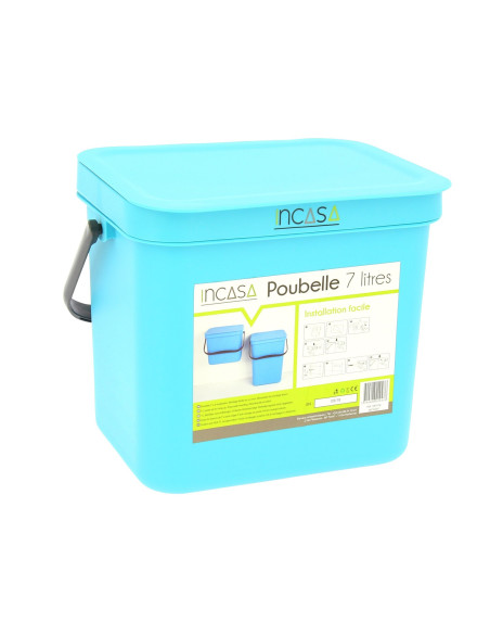 INCASA Poubelle à suspendre 7 litres bleue