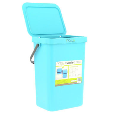 INCASA Poubelle à suspendre 12 litres bleue