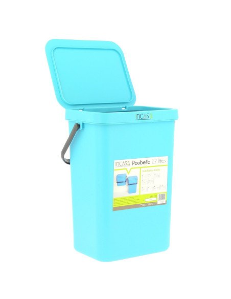 INCASA Poubelle à suspendre 12 litres bleue