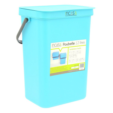 INCASA Poubelle à suspendre 12 litres bleue