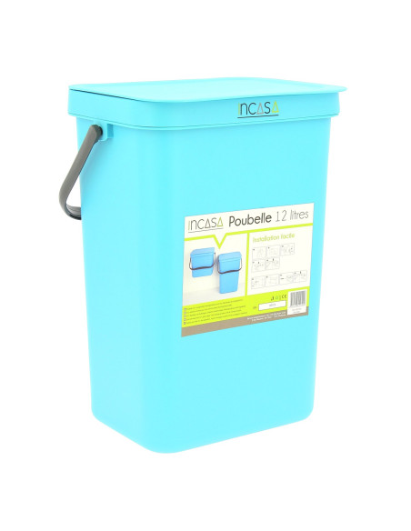 INCASA Poubelle à suspendre 12 litres bleue