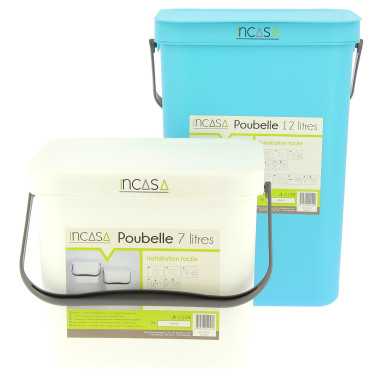 INCASA Poubelle à suspendre 12 litres bleue