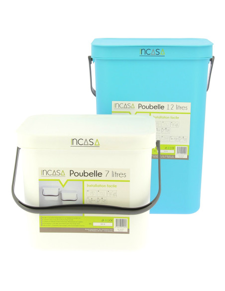 INCASA Poubelle à suspendre 12 litres bleue