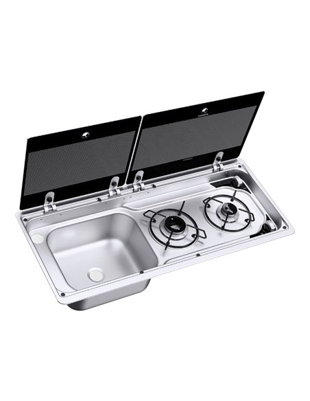 DOMETIC Plan de cuisson compact 2 feux Evier à droite