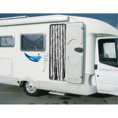 INCASA Rideaux de porte chenille Gris / Blanc 56 x 200 cm