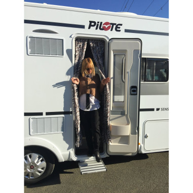 INCASA Rideaux de porte chenille Tricolore Marron / Blanc / Gris 56 x 200 cm