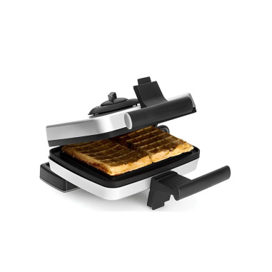 PACK FRIFRI Gauffrier/Croque-Monsieur Gris Système Rotatif + Plaques en fonte pour Bubble Gaufres
