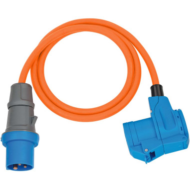 Brennenstuhl 1132920525 Câble adaptateur CEE Camping Câble de 1.5 m en orange (prise CEE et couplage d'angle avec prise comb