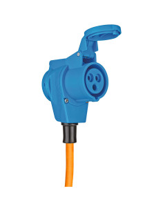 Brennenstuhl 1132920525 Câble adaptateur CEE Camping Câble de 1.5 m en orange (prise CEE et couplage d'angle avec prise comb 2