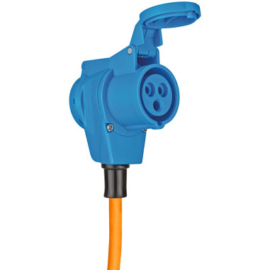 Brennenstuhl 1132920525 Câble adaptateur CEE Camping Câble de 1.5 m en orange (prise CEE et couplage d'angle avec prise comb