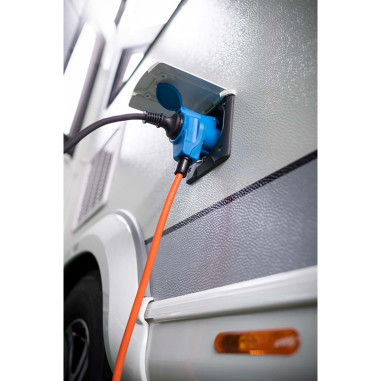 Brennenstuhl 1132920525 Câble adaptateur CEE Camping Câble de 1.5 m en orange (prise CEE et couplage d'angle avec prise comb