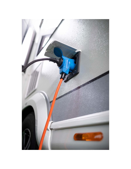 Brennenstuhl 1132920525 Câble adaptateur CEE Camping Câble de 1.5 m en orange (prise CEE et couplage d'angle avec prise comb