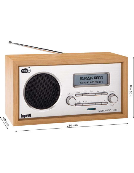 Imperial 22-129-00 DABMAN 30 Radio mobile DAB+ / FM Bois