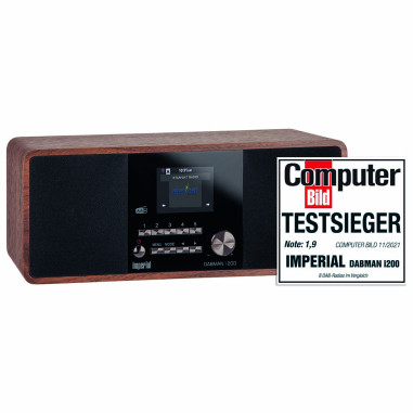 Imperial 22-230-00 DABMAN i200 Radio stéréo multifonctionnelle DAB+ / FM / Internet aspect bois