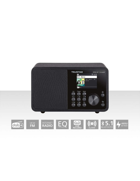 Telestar 30-011-02 DIRA M 1 A Mobile EWF Radio mono multifonction fonctionnant sur piles DAB+ / FM / Internet / Bluetooth Noir