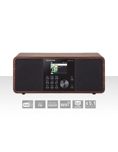 Telestar 30-200-01 DIRA S 24i Radio stéréo multifonctionnelle DAB+ / FM / Internet / Bluetooth Bois