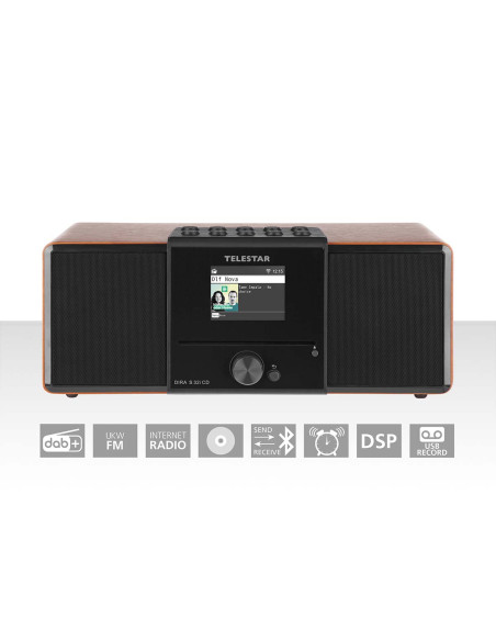 Telestar 30-320-01 DIRA S32i CD EWF Radio stéréo multifonctionnelle avec lecteur CD DAB+ / FM / Internet / Bluetooth Bois