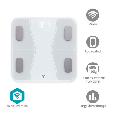 Nedis BTHPS11WT Pèse-Personne Intelligent SmartLife
