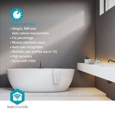 Nedis BTHPS11WT Pèse-Personne Intelligent SmartLife