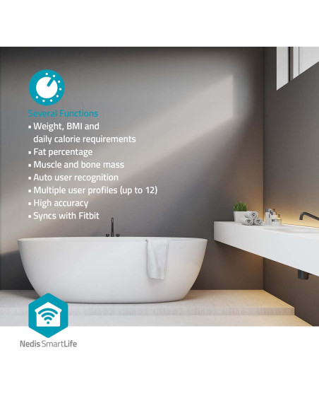 Nedis BTHPS11WT Pèse-Personne Intelligent SmartLife