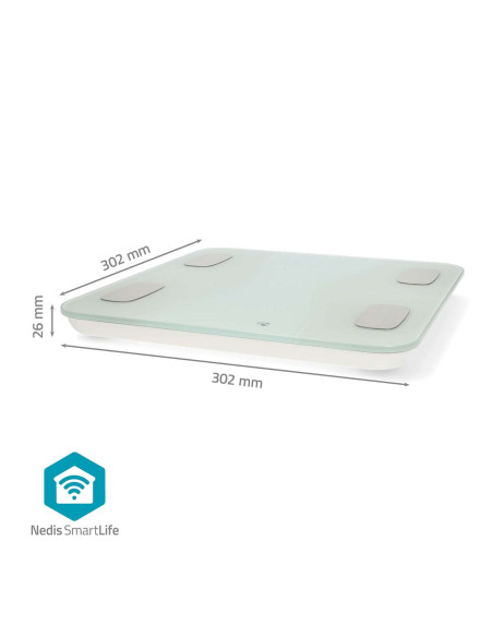 Nedis BTHPS11WT Pèse-Personne Intelligent SmartLife