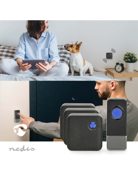 Nedis DOORB310BK3 Kit de sonnette sans fil