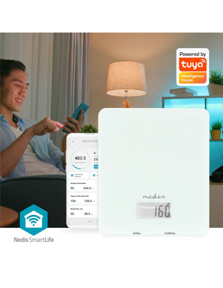 Nedis KASC800WTW Balance de cuisine SmartLife