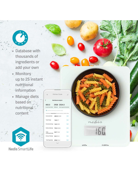 Nedis KASC800WTW Balance de cuisine SmartLife