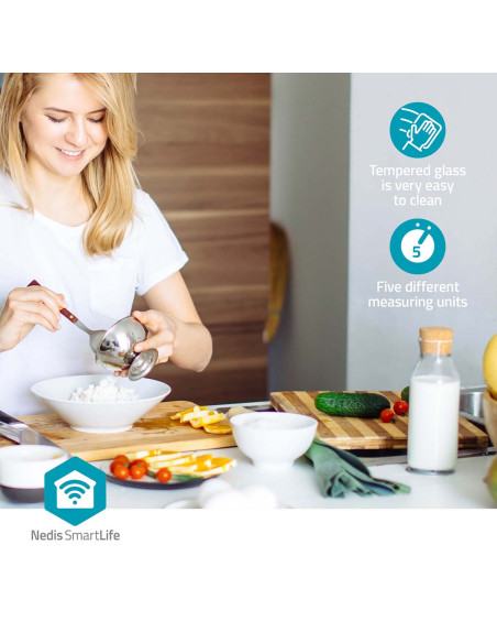 Nedis KASC800WTW Balance de cuisine SmartLife