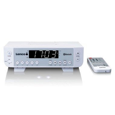 Lenco KCR-100WH Radio FM de cuisine avec Bluetooth® Eclairage LED et minuterie Blanc