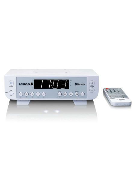 Lenco KCR-100WH Radio FM de cuisine avec Bluetooth® Eclairage LED et minuterie Blanc