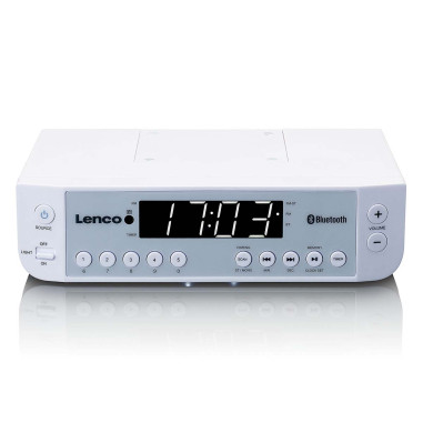 Lenco KCR-100WH Radio FM de cuisine avec Bluetooth® Eclairage LED et minuterie Blanc