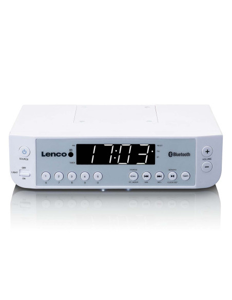 Lenco KCR-100WH Radio FM de cuisine avec Bluetooth® Eclairage LED et minuterie Blanc