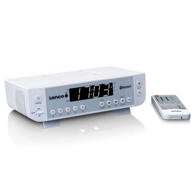 Lenco KCR-100WH Radio FM de cuisine avec Bluetooth® Eclairage LED et minuterie Blanc
