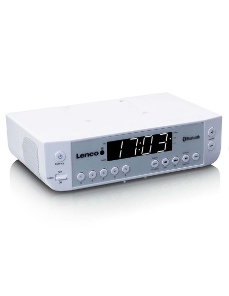 Lenco KCR-100WH Radio FM de cuisine avec Bluetooth® Eclairage LED et minuterie Blanc