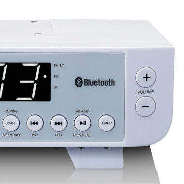 Lenco KCR-100WH Radio FM de cuisine avec Bluetooth® Eclairage LED et minuterie Blanc