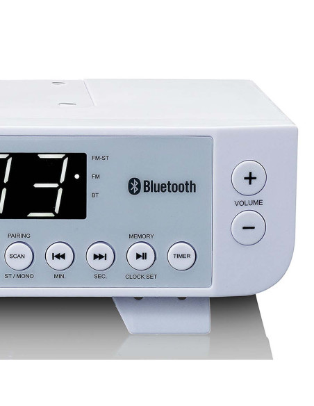 Lenco KCR-100WH Radio FM de cuisine avec Bluetooth® Eclairage LED et minuterie Blanc