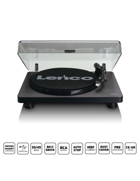 Lenco L-30BK Platine vinyle en bois avec cartouche MMC et encodage PC Noir