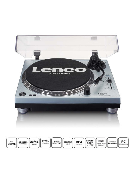 Lenco L-3809ME L-3809ME Platine vinyle à entraînement direct avec encodage USB / PC Bleu métallisé