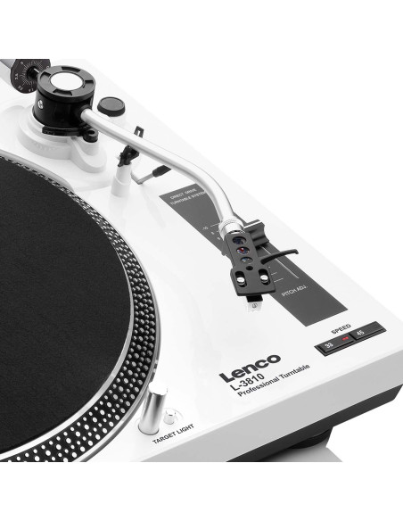 Lenco L-3810WH L-3810 Platine vinyle à entraînement direct avec enregistrement USB