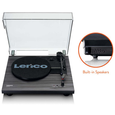 Lenco LS-10BK Platine en bois avec haut-parleurs intégrés noir